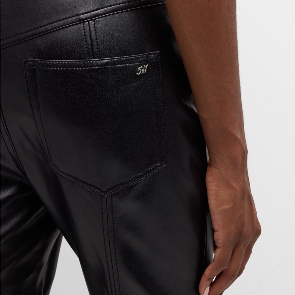 Cinq a Sept Wallace Faux Leather Bootcut Ankle Pants Black Size 4 - Picture 6 of 6
